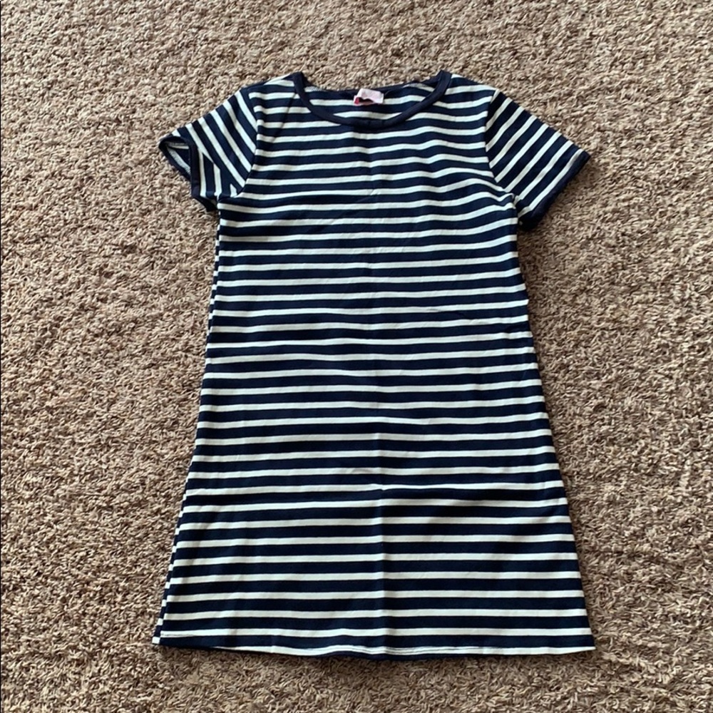 Navy and white striped dress. Sz M